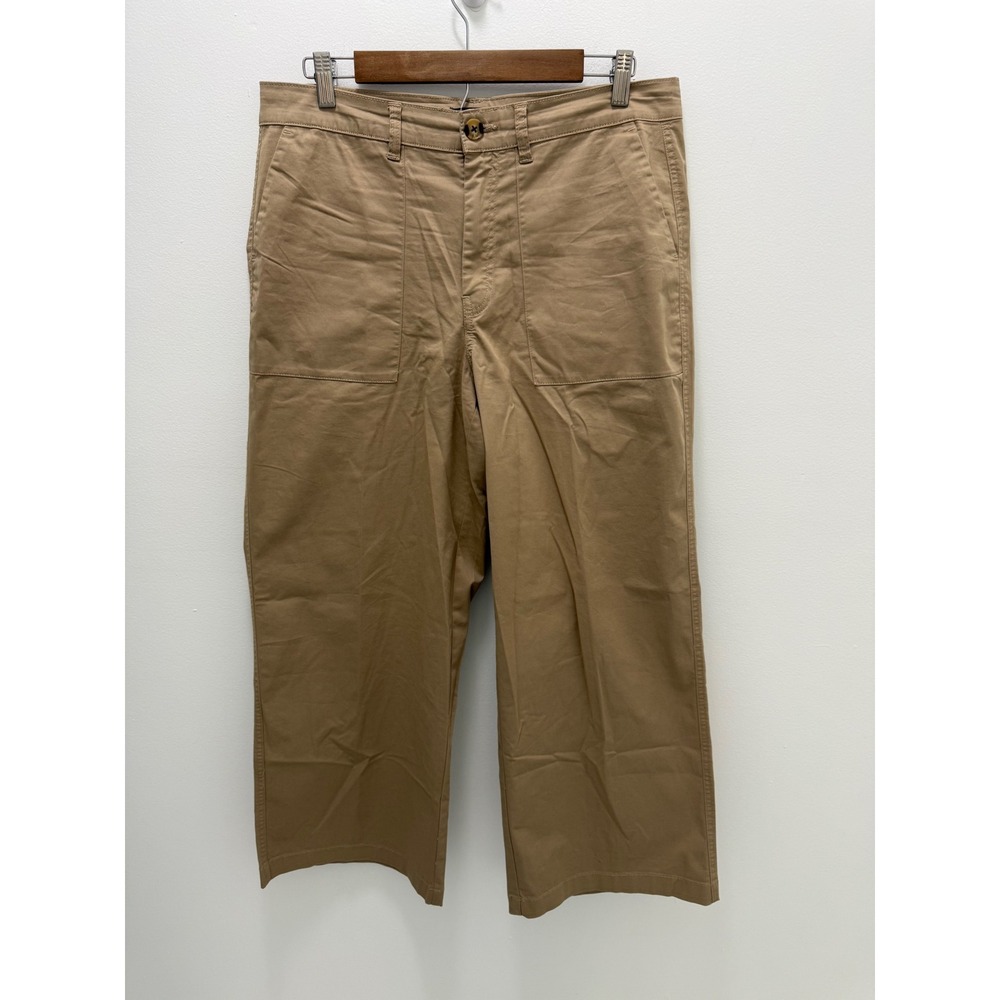Nautica Jeans Womens Tan Khaki Wide Leg Cropped Utility Pants Size 8 Culottes